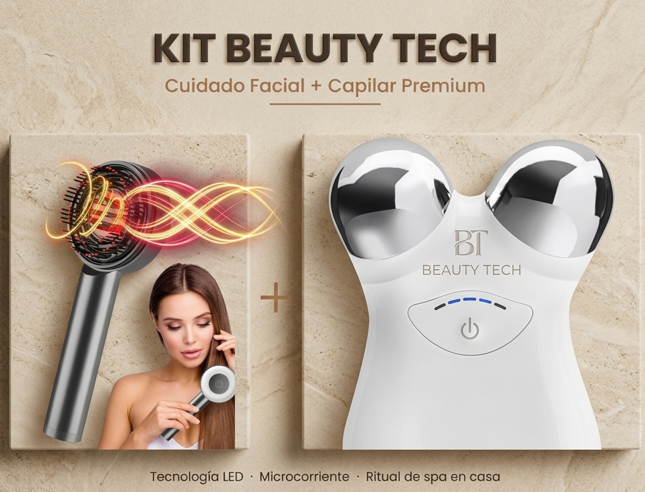 Kit Beauty Tech: Cuidado Facial + Capilar premium